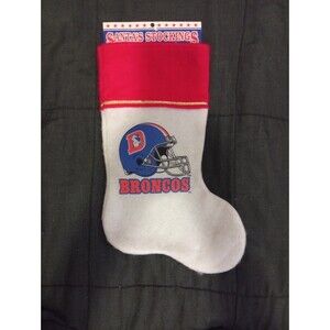 Vtg NFL Denver Broncos Topperscot Christmas Stocking White  Felt NWT